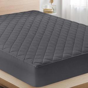 imageUtopia Bedding Quilted Fitted Mattress Pad Queen Size Elastic Fitted Mattress Topper Protector and Cover Stretches up to 16 Inches Deep Machine Washable WhiteGrey