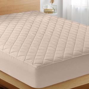 imageUtopia Bedding Quilted Fitted Mattress Pad Queen Size Elastic Fitted Mattress Topper Protector and Cover Stretches up to 16 Inches Deep Machine Washable WhiteBeige