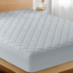 imageUtopia Bedding Quilted Fitted Mattress Pad Queen Size Elastic Fitted Mattress Topper Protector and Cover Stretches up to 16 Inches Deep Machine Washable WhiteLight Grey