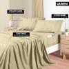 imageUtopia Bedding Queen Sheet Set Soft Microfiber 4 Piece Hotel Luxury Bed Sheets for Women Men Kids ampamp Teens with Side Storage Deep Pocket Fitted Sheet  Embroidered Pillow Cases  Flat Sheet WhiteBeige