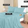 imageUtopia Bedding Queen Sheet Set Soft Microfiber 4 Piece Hotel Luxury Bed Sheets for Women Men Kids ampamp Teens with Side Storage Deep Pocket Fitted Sheet  Embroidered Pillow Cases  Flat Sheet WhiteSpa Blue