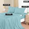 imageUtopia Bedding Queen Sheet Set Soft Microfiber 4 Piece Hotel Luxury Bed Sheets for Women Men Kids ampamp Teens with Side Storage Deep Pocket Fitted Sheet  Embroidered Pillow Cases  Flat Sheet WhiteSpa Blue