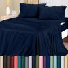 imageUtopia Bedding Queen Sheet Set Soft Microfiber 4 Piece Hotel Luxury Bed Sheets for Women Men Kids ampamp Teens with Side Storage Deep Pocket Fitted Sheet  Embroidered Pillow Cases  Flat Sheet WhiteNavy