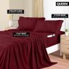 imageUtopia Bedding Queen Sheet Set Soft Microfiber 4 Piece Hotel Luxury Bed Sheets for Women Men Kids ampamp Teens with Side Storage Deep Pocket Fitted Sheet  Embroidered Pillow Cases  Flat Sheet WhiteBurgundy