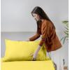 imageUtopia Bedding Queen Sheet Set Soft Microfiber 4 Piece Hotel Luxury Bed Sheets for Women Men Kids ampamp Teens with Side Storage Deep Pocket Fitted Sheet  Embroidered Pillow Cases  Flat Sheet WhiteYellow