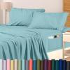 imageUtopia Bedding Queen Sheet Set Soft Microfiber 4 Piece Hotel Luxury Bed Sheets for Women Men Kids ampamp Teens with Side Storage Deep Pocket Fitted Sheet  Embroidered Pillow Cases  Flat Sheet WhiteSpa Blue
