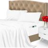 imageUtopia Bedding Queen Sheet Set Soft Microfiber 4 Piece Hotel Luxury Bed Sheets for Women Men Kids ampamp Teens with Side Storage Deep Pocket Fitted Sheet  Embroidered Pillow Cases  Flat Sheet WhiteWhite