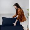 imageUtopia Bedding Queen Sheet Set Soft Microfiber 4 Piece Hotel Luxury Bed Sheets for Women Men Kids ampamp Teens with Side Storage Deep Pocket Fitted Sheet  Embroidered Pillow Cases  Flat Sheet WhiteNavy