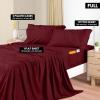 imageUtopia Bedding Queen Sheet Set Soft Microfiber 4 Piece Hotel Luxury Bed Sheets for Women Men Kids ampamp Teens with Side Storage Deep Pocket Fitted Sheet  Embroidered Pillow Cases  Flat Sheet WhiteBurgundy