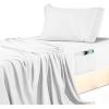 imageUtopia Bedding Queen Sheet Set Soft Microfiber 4 Piece Hotel Luxury Bed Sheets for Women Men Kids ampamp Teens with Side Storage Deep Pocket Fitted Sheet  Embroidered Pillow Cases  Flat Sheet WhiteWhite