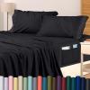 imageUtopia Bedding Queen Sheet Set Soft Microfiber 4 Piece Hotel Luxury Bed Sheets for Women Men Kids ampamp Teens with Side Storage Deep Pocket Fitted Sheet  Embroidered Pillow Cases  Flat Sheet WhiteBlack
