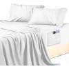 imageUtopia Bedding Queen Sheet Set Soft Microfiber 4 Piece Hotel Luxury Bed Sheets for Women Men Kids ampamp Teens with Side Storage Deep Pocket Fitted Sheet  Embroidered Pillow Cases  Flat Sheet WhiteWhite
