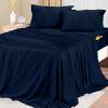 imageUtopia Bedding Queen Sheet Set Soft Microfiber 4 Piece Hotel Luxury Bed Sheets for Women Men Kids ampamp Teens with Side Storage Deep Pocket Fitted Sheet  Embroidered Pillow Cases  Flat Sheet WhiteNavy