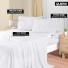 imageUtopia Bedding Queen Sheet Set Soft Microfiber 4 Piece Hotel Luxury Bed Sheets for Women Men Kids ampamp Teens with Side Storage Deep Pocket Fitted Sheet  Embroidered Pillow Cases  Flat Sheet WhiteWhite