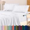 imageUtopia Bedding Queen Sheet Set Soft Microfiber 4 Piece Hotel Luxury Bed Sheets for Women Men Kids ampamp Teens with Side Storage Deep Pocket Fitted Sheet  Embroidered Pillow Cases  Flat Sheet WhiteWhite