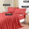 imageUtopia Bedding Queen Sheet Set Soft Microfiber 4 Piece Hotel Luxury Bed Sheets for Women Men Kids ampamp Teens with Side Storage Deep Pocket Fitted Sheet  Embroidered Pillow Cases  Flat Sheet WhiteCoral