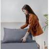 imageUtopia Bedding Queen Sheet Set Soft Microfiber 4 Piece Hotel Luxury Bed Sheets for Women Men Kids ampamp Teens with Side Storage Deep Pocket Fitted Sheet  Embroidered Pillow Cases  Flat Sheet WhiteGrey