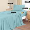 imageUtopia Bedding Queen Sheet Set Soft Microfiber 4 Piece Hotel Luxury Bed Sheets for Women Men Kids ampamp Teens with Side Storage Deep Pocket Fitted Sheet  Embroidered Pillow Cases  Flat Sheet WhiteSpa Blue