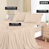 imageUtopia Bedding Queen Sheet Set Soft Microfiber 4 Piece Hotel Luxury Bed Sheets for Women Men Kids ampamp Teens with Side Storage Deep Pocket Fitted Sheet  Embroidered Pillow Cases  Flat Sheet WhiteBeige