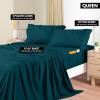 imageUtopia Bedding Queen Sheet Set Soft Microfiber 4 Piece Hotel Luxury Bed Sheets for Women Men Kids ampamp Teens with Side Storage Deep Pocket Fitted Sheet  Embroidered Pillow Cases  Flat Sheet WhiteTeal