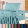 imageUtopia Bedding Queen Sheet Set Soft Microfiber 4 Piece Hotel Luxury Bed Sheets for Women Men Kids ampamp Teens with Side Storage Deep Pocket Fitted Sheet  Embroidered Pillow Cases  Flat Sheet WhiteSpa Blue