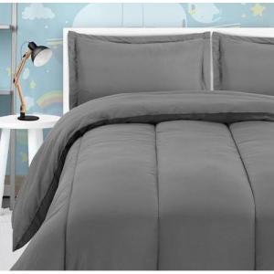 imageUtopia Bedding All Season Unicorn Comforter Set with 2 Pillow Cases 3 Piece Soft Brushed Microfiber Kids Bedding Set for BoysGirls Machine Washable TwinGrey