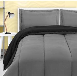 imageUtopia Bedding All Season Unicorn Comforter Set with 2 Pillow Cases 3 Piece Soft Brushed Microfiber Kids Bedding Set for BoysGirls Machine Washable TwinBlackGrey