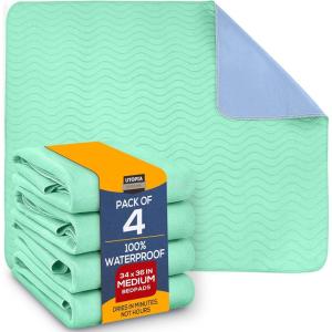 imageUtopia Bedding Changing Pad Liners Waterproof Bed Pads Washable 34x52 Inch  Bed Wetting Pads for Kids Waterproof Pads for Baby Quick Dry Nursing Pads Incontinence Bed Pads 4 Pack  PinkGreenBlue