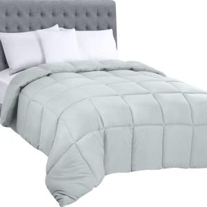 imageUtopia Bedding Comforters Queen Size All Season Duvet Insert Down Alternative Box Stitched Bed Comforter with Corner Tabs Machine Washable WhiteLight Grey
