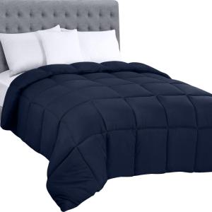 imageUtopia Bedding Comforters Queen Size All Season Duvet Insert Down Alternative Box Stitched Bed Comforter with Corner Tabs Machine Washable WhiteNavy