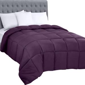 imageUtopia Bedding Comforters Queen Size All Season Duvet Insert Down Alternative Box Stitched Bed Comforter with Corner Tabs Machine Washable WhitePlum
