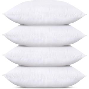 imageUtopia Bedding Throw Pillows Set of 4 White 18 x 18 Inches Pillows for Sofa Bed and Couch Decorative Stuffer Pillow12x16 Inch