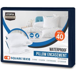 imageUtopia Bedding Waterproof Pillow Protectors Zippered 2 Pack White Standard Size Zippered Pillowcases Bed Bug Proof Pillow Encasement Covers 20 x 26 InchesNavy