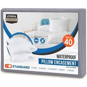 imageUtopia Bedding Waterproof Pillow Protectors Zippered 2 Pack White Standard Size Zippered Pillowcases Bed Bug Proof Pillow Encasement Covers 20 x 26 InchesGray