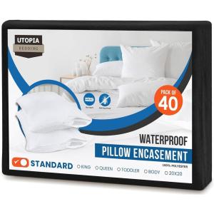 imageUtopia Bedding Waterproof Pillow Protectors Zippered 2 Pack White Standard Size Zippered Pillowcases Bed Bug Proof Pillow Encasement Covers 20 x 26 InchesBlack