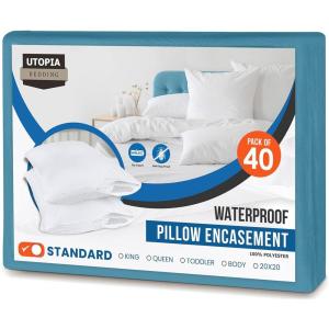imageUtopia Bedding Waterproof Pillow Protectors Zippered 2 Pack White Standard Size Zippered Pillowcases Bed Bug Proof Pillow Encasement Covers 20 x 26 InchesDenim Blue