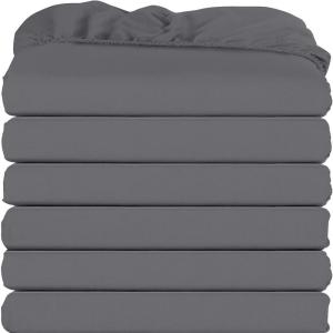 imageUtopia Bedding Twin Fitted Sheets  Bulk Pack of 6 Bottom Sheets  Soft Brushed Microfiber  Deep Pockets  Shrinkage ampamp Fade Resistant  Easy Care WhiteGrey