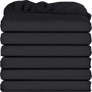imageUtopia Bedding Twin Fitted Sheets  Bulk Pack of 6 Bottom Sheets  Soft Brushed Microfiber  Deep Pockets  Shrinkage ampamp Fade Resistant  Easy Care WhiteBlack