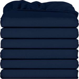 imageUtopia Bedding Twin Fitted Sheets  Bulk Pack of 6 Bottom Sheets  Soft Brushed Microfiber  Deep Pockets  Shrinkage ampamp Fade Resistant  Easy Care WhiteNavy