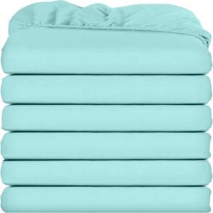 imageUtopia Bedding Twin Fitted Sheets  Bulk Pack of 6 Bottom Sheets  Soft Brushed Microfiber  Deep Pockets  Shrinkage ampamp Fade Resistant  Easy Care WhiteSpa Blue