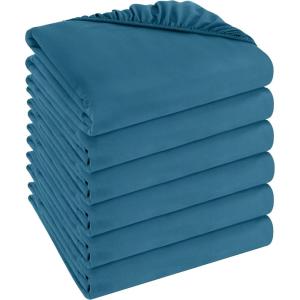 imageUtopia Bedding Twin Fitted Sheets  Bulk Pack of 6 Bottom Sheets  Soft Brushed Microfiber  Deep Pockets  Shrinkage ampamp Fade Resistant  Easy Care WhiteDenim Blue