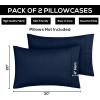 imageUtopia Bedding Queen Pillow Cases  2 Pack  Envelope Closure  Soft Brushed Microfiber Fabric  Shrinkage and Fade Resistant Pillow Covers 20 X 30 Inches Queen GreyNavy