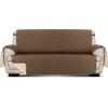 imageUtopia Bedding Reversible Loveseat Couch Cover Water Resistant Slipcover Furniture Protector with Foam Sticks and Elastic Straps for Kids Dogs Pets 2 Seater GreyLight GreyBrownBeige