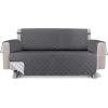imageUtopia Bedding Reversible Loveseat Couch Cover Water Resistant Slipcover Furniture Protector with Foam Sticks and Elastic Straps for Kids Dogs Pets 2 Seater GreyLight GreyGrayLight Gray