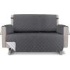 imageUtopia Bedding Reversible Loveseat Couch Cover Water Resistant Slipcover Furniture Protector with Foam Sticks and Elastic Straps for Kids Dogs Pets 2 Seater GreyLight GreyGrayLight Gray