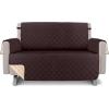 imageUtopia Bedding Reversible Loveseat Couch Cover Water Resistant Slipcover Furniture Protector with Foam Sticks and Elastic Straps for Kids Dogs Pets 2 Seater GreyLight GreyChocolateBeige