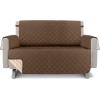 imageUtopia Bedding Reversible Loveseat Couch Cover Water Resistant Slipcover Furniture Protector with Foam Sticks and Elastic Straps for Kids Dogs Pets 2 Seater GreyLight GreyBrownBeige