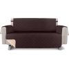 imageUtopia Bedding Reversible Loveseat Couch Cover Water Resistant Slipcover Furniture Protector with Foam Sticks and Elastic Straps for Kids Dogs Pets 2 Seater GreyLight GreyChocolateBeige