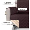 imageUtopia Bedding Reversible Loveseat Couch Cover Water Resistant Slipcover Furniture Protector with Foam Sticks and Elastic Straps for Kids Dogs Pets 2 Seater GreyLight GreyChocolateBeige