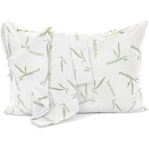 imageUtopia Bedding Bamboo Viscose Waterproof Pillow Protector Zippered 2 Pack Standard  Bed Bug Proof Pillow Encasement 20 x 26 InchesKing